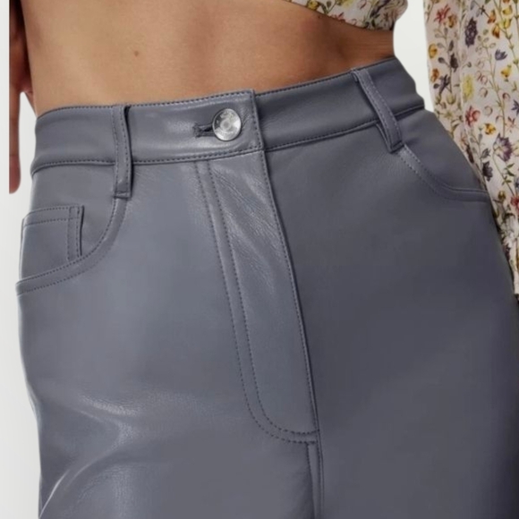 NWOT - Aritzia Wilfred Melina Vegan Leather Pants - Ardoise - Size 6 - Picture 5 of 16